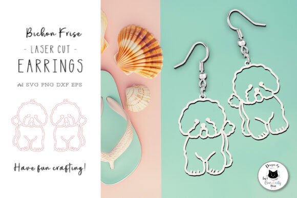 Bichon Frise Dog Earrings Laser Cut File