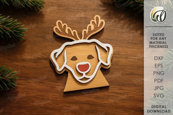 Christmas Dog Tiered Tray Decor Laser