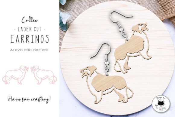 Collie Dog Earrings Laser Cut Design