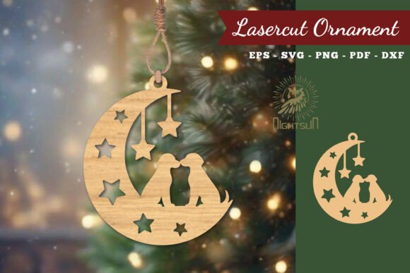 Couple Dog in Moon Lasercut Ornament SVG Review