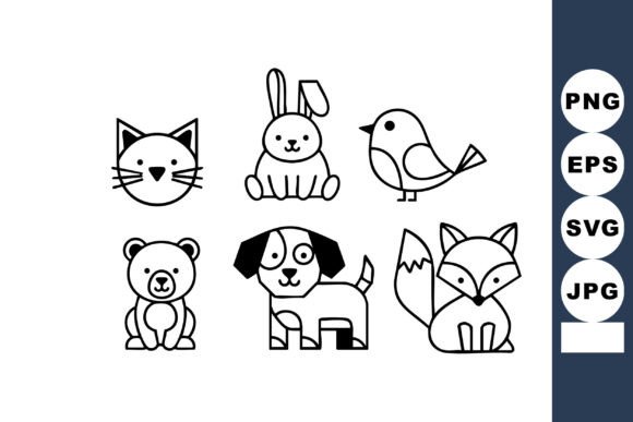Cute Animal Faces and Silhouettes Includ