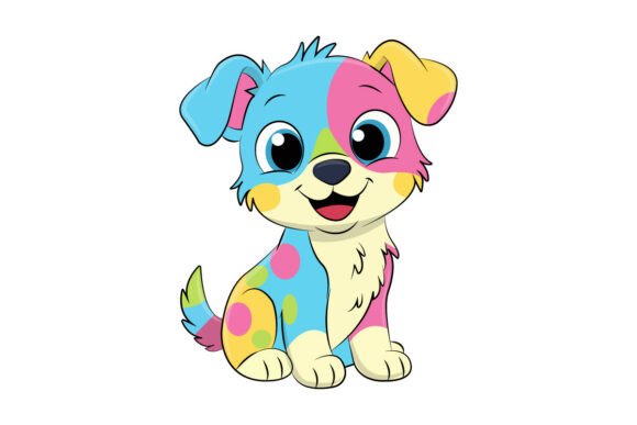 Cute Colorful Cartoon Puppy Clipart