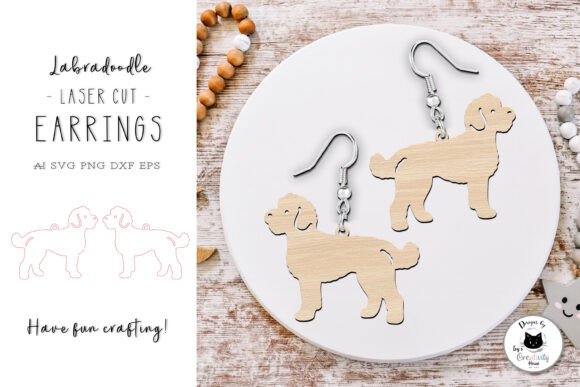 Labradoodle Dog Earrings Laser Cut Files