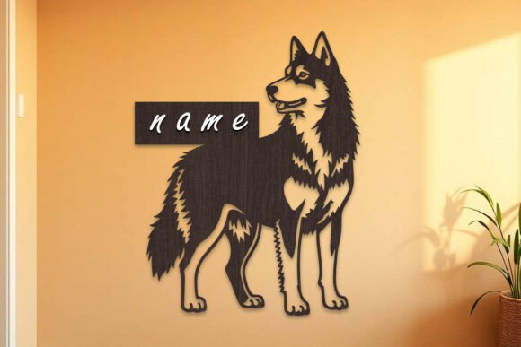 Laser Cut Alaskan Malamute Dog Wood Sign
