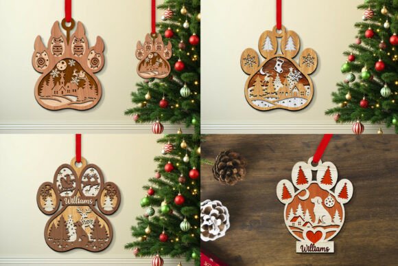Lasercut Dog Paw Christmas Ornaments Set: A Designer's Review