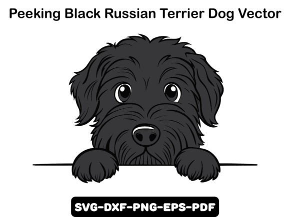 Peeking Black Russian Terrier Dog Vector