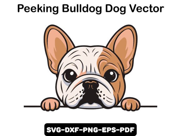 Peeking Bulldog Dog Vector
