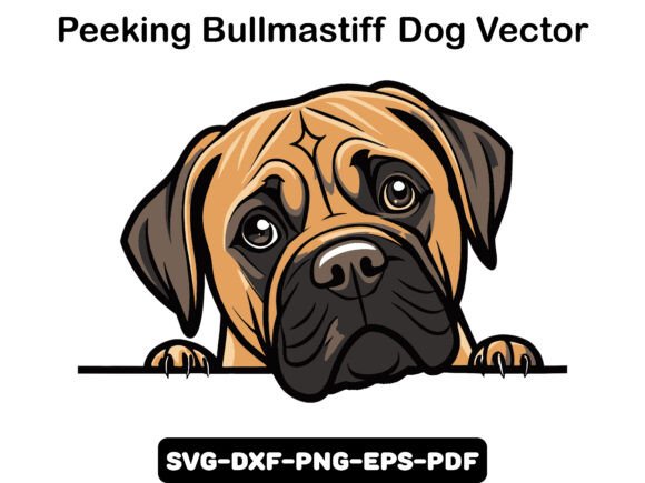 Peeking Bullmastiff Dog Vector