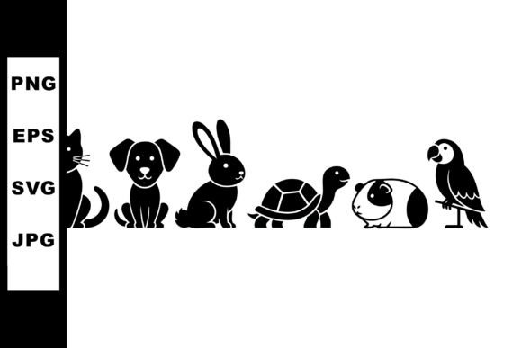 Silhouette of Various Common Pets Includ