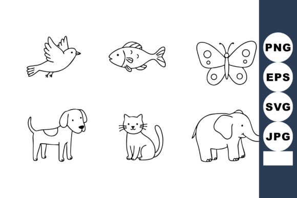 Simple Black and White Animal Icons Bird