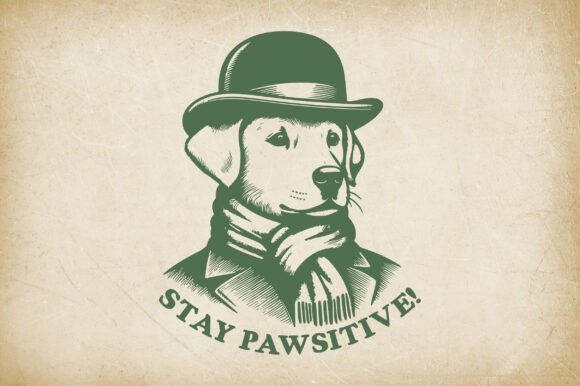 Stay Pawsitive Vintage Dog Design